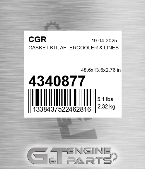 4340877 CGR Gasket Kit, Aftercooler & Lines