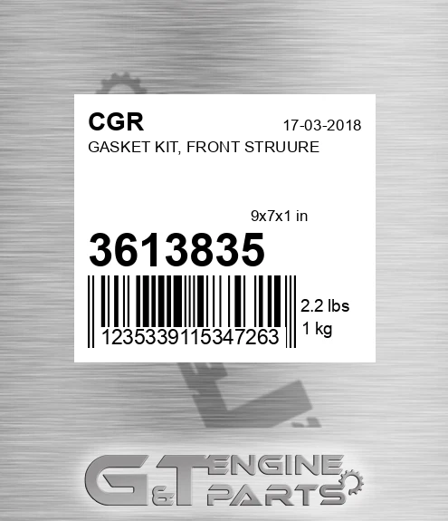 3613835 Gasket Kit, Front Struure