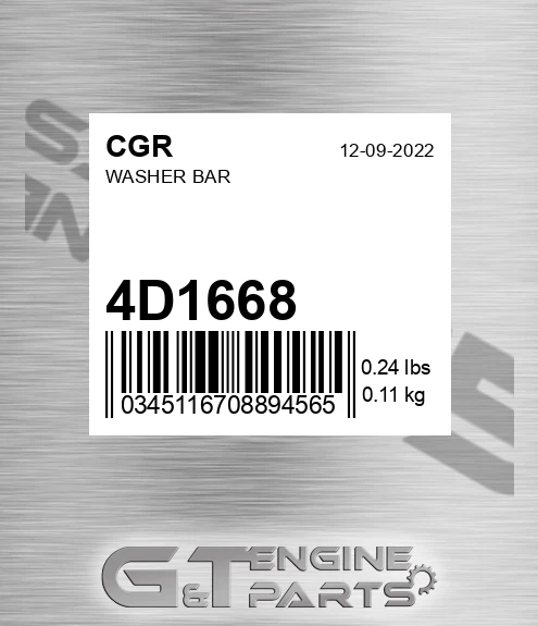 4D1668 CGR Washer Bar