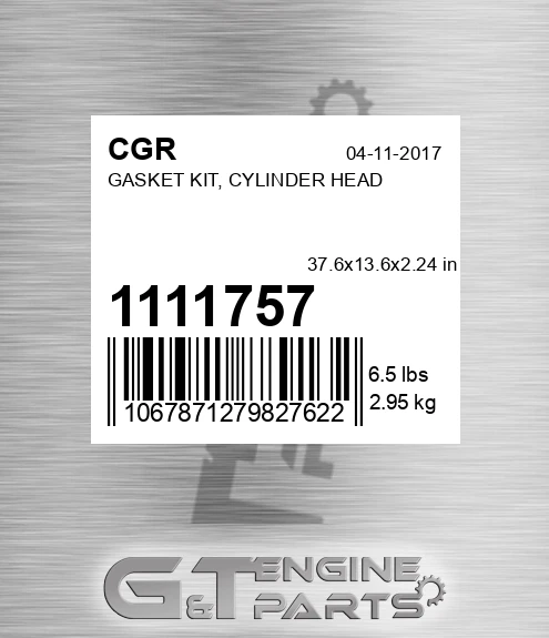 1111757 CGR Gasket Kit, Cylinder Head