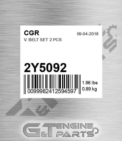 2Y5092 V. Belt Set 2 Pcs for CGR