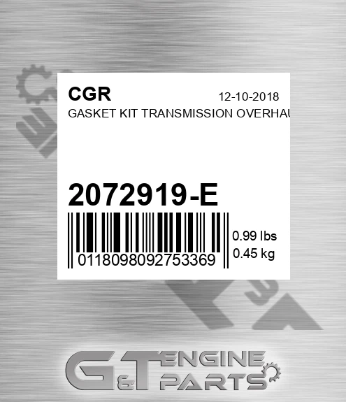 2072919-E Gasket Kit Transmission Overhaul