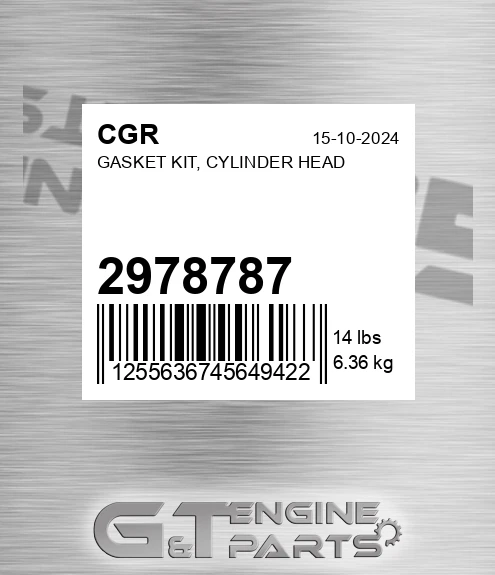2978787 CGR Gasket Kit, Cylinder Head