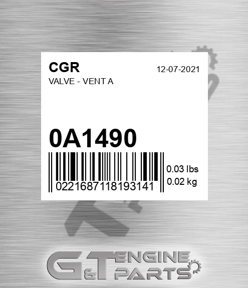 0A1490 Valve - Vent A