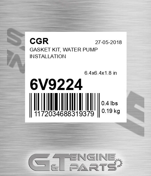6V9224 Gasket Kit, Water Pump Installation for CGR