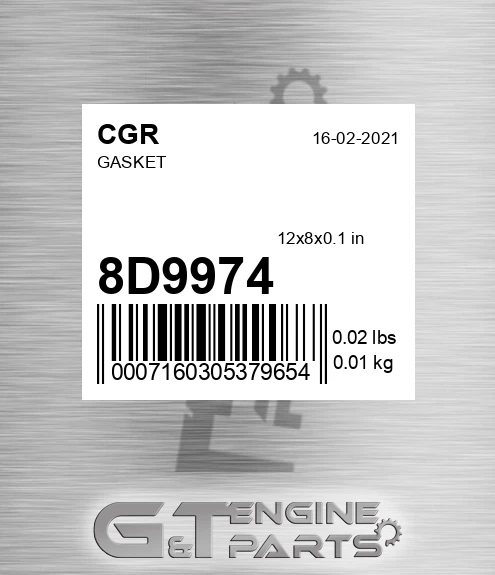 8D9974 CGR Gasket