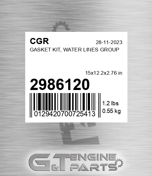 2986120 CGR Gasket Kit, Water Lines Group