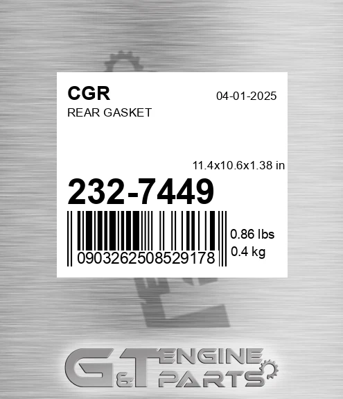 232-7449 Rear Gasket