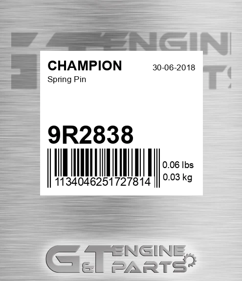9R2838 Spring Pin for CHAMPION