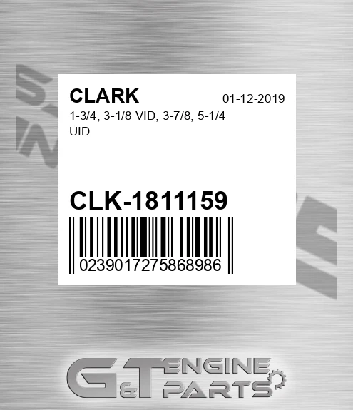 CLK-1811159 1-3/4, 3-1/8 Vid, 3-7/8, 5-1/4 Uid