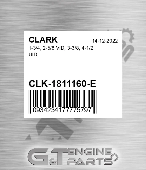 CLK-1811160-E 1-3/4, 2-5/8 Vid, 3-3/8, 4-1/2 Uid