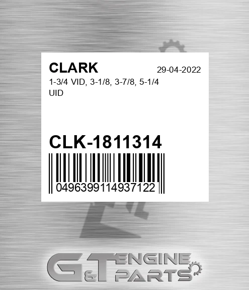 CLK-1811314 1-3/4 Vid, 3-1/8, 3-7/8, 5-1/4 Uid