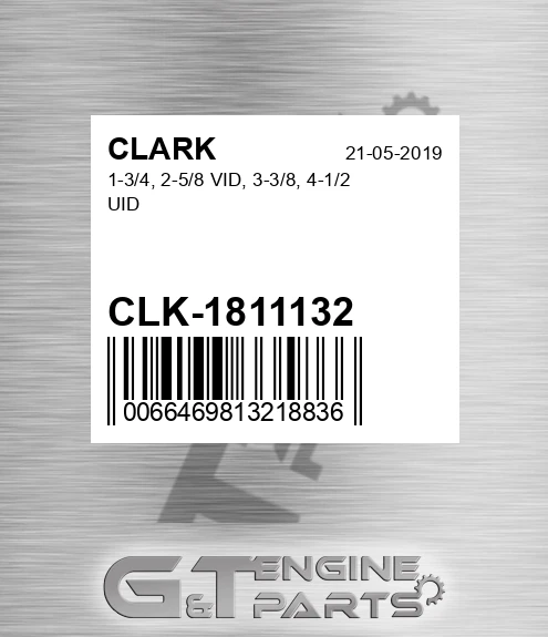 CLK-1811132 1-3/4, 2-5/8 Vid, 3-3/8, 4-1/2 Uid