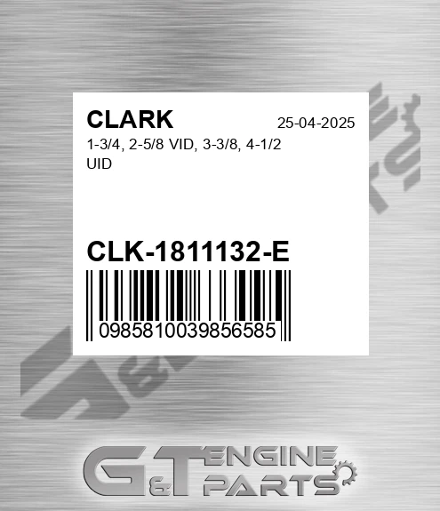 CLK-1811132-E 1-3/4, 2-5/8 Vid, 3-3/8, 4-1/2 Uid