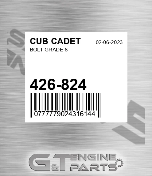 426-824 Bolt Grade 8 for CUB CADET