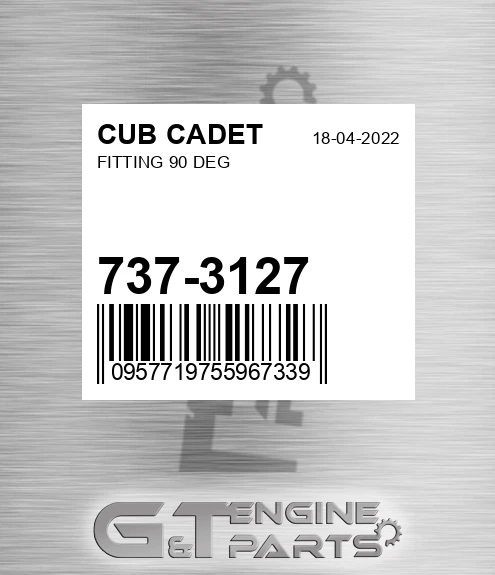 737-3127 Fitting 90 Deg for CUB CADET