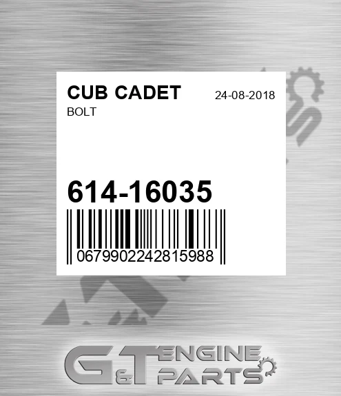 614-16035 Bolt for CUB CADET