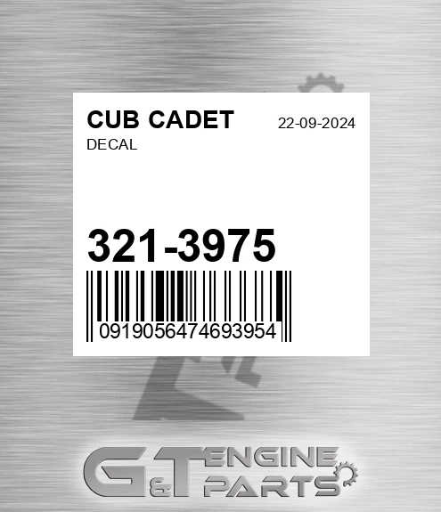 321-3975 Decal for CUB CADET