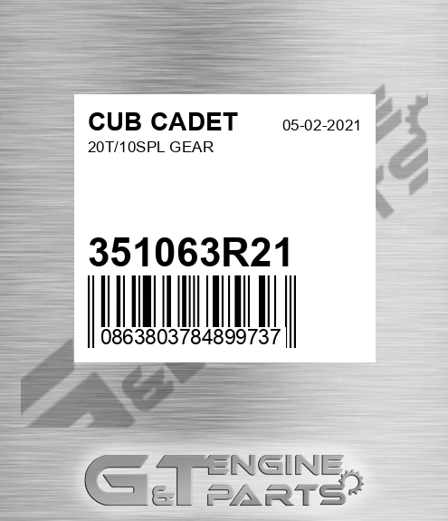 351063R21 20t/10spl Gear for CUB CADET