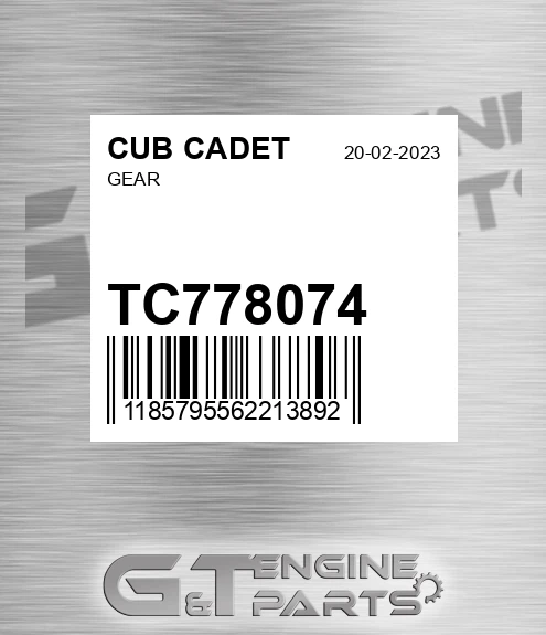 TC778074 Gear for CUB CADET