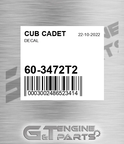 60-3472T2 Decal for CUB CADET
