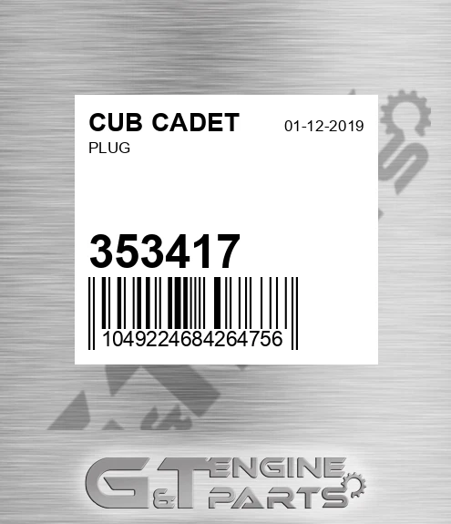 353417 Plug for CUB CADET