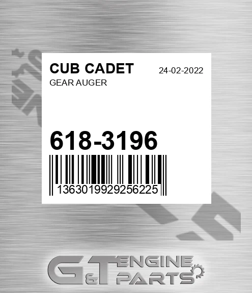 618-3196 Gear Auger for CUB CADET