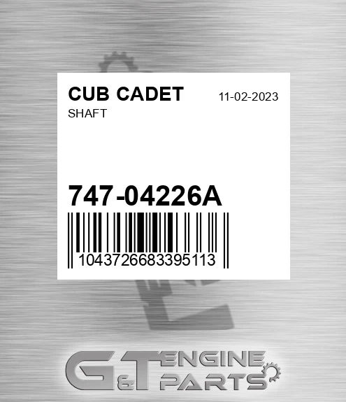 747-04226A Shaft for CUB CADET