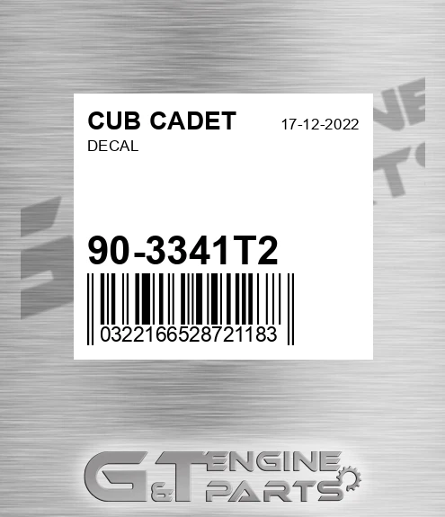 90-3341T2 Decal for CUB CADET