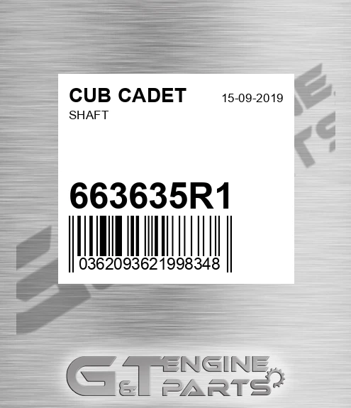 663635R1 Shaft for CUB CADET