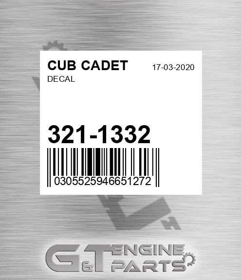 321-1332 Decal for CUB CADET