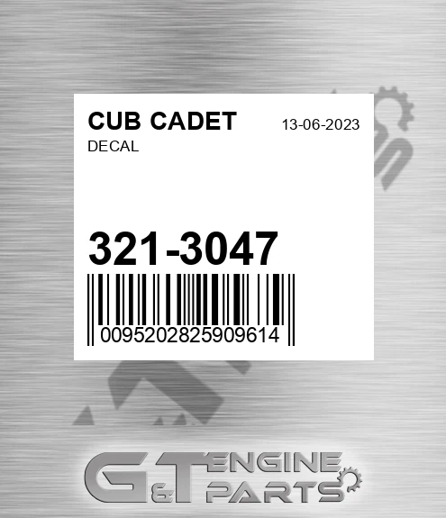 321-3047 Decal for CUB CADET
