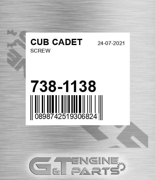 738-1138 Screw for CUB CADET