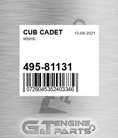 495-81131 Wshr for CUB CADET