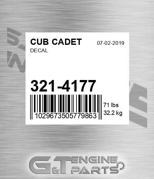 321-4177 Decal for CUB CADET