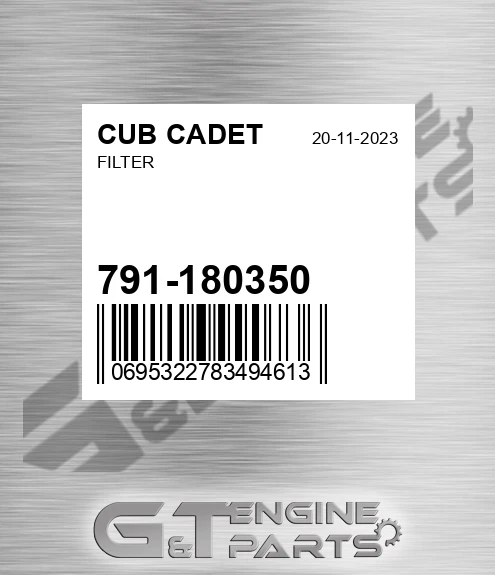 791-180350 Filter for CUB CADET