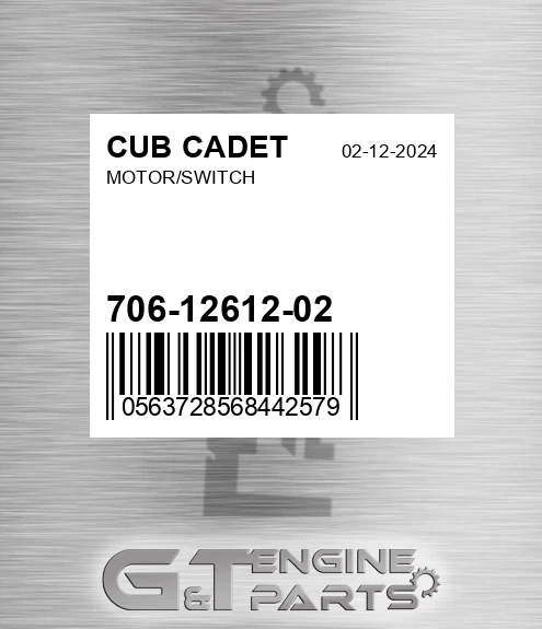 706-12612-02 Motor/switch for CUB CADET