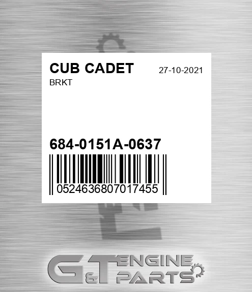 684-0151A-0637 Brkt for CUB CADET