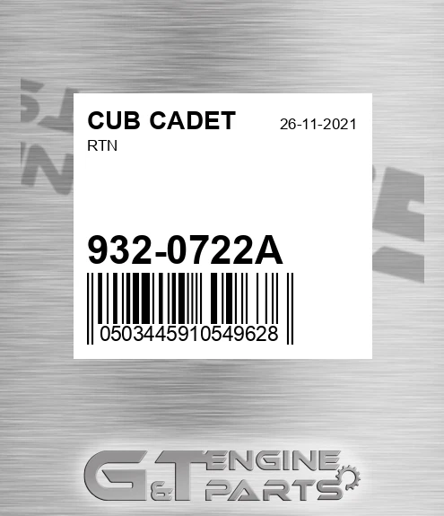 932-0722A Rtn for CUB CADET