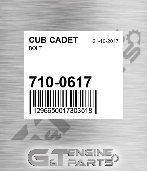 710-0617 Bolt for CUB CADET