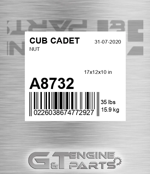 A8732 Nut for CUB CADET