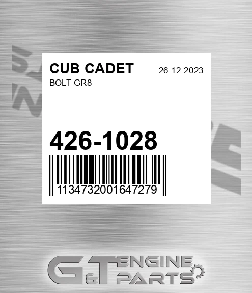 426-1028 Bolt Gr8 for CUB CADET