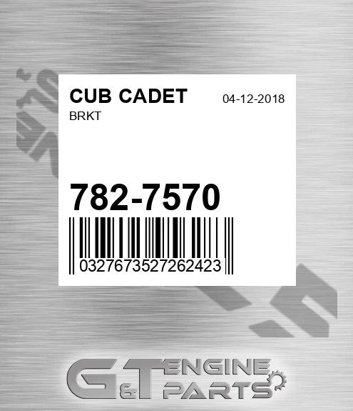 782-7570 Brkt for CUB CADET