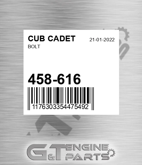 458-616 Bolt for CUB CADET
