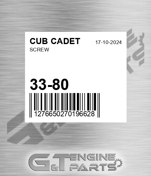 33-80 Screw for CUB CADET