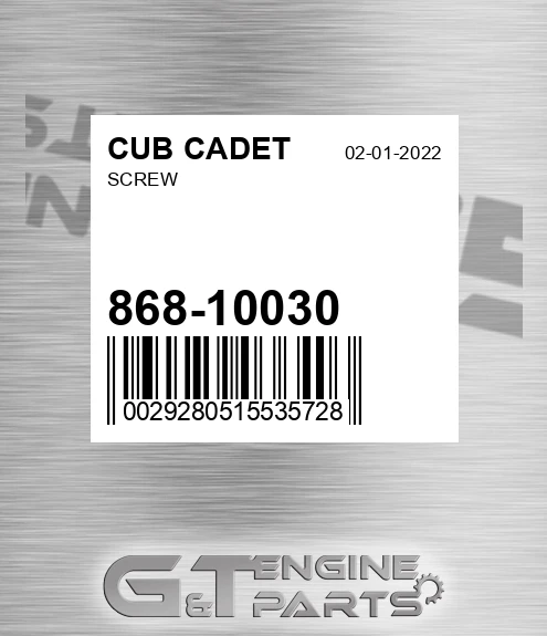 868-10030 Screw for CUB CADET