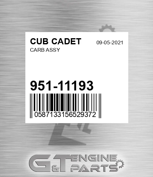951-11193 Carb Assy for CUB CADET