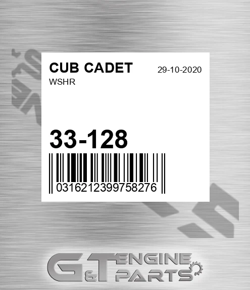 33-128 Wshr for CUB CADET