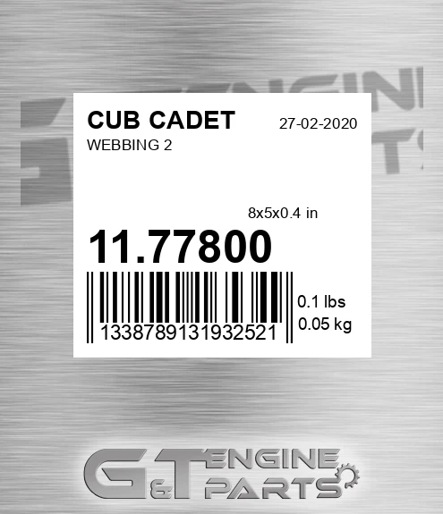 11.77800 Webbing 2 for CUB CADET