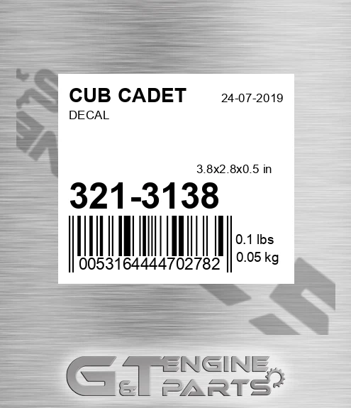 321-3138 Decal for CUB CADET